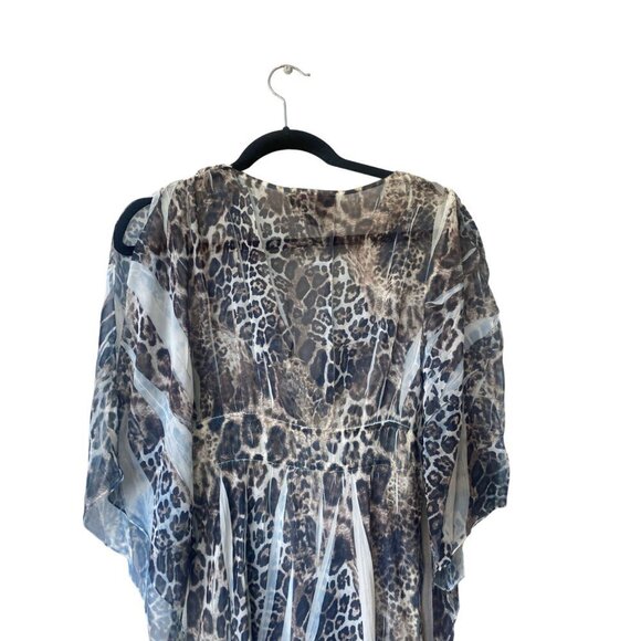 Alberto Makali Animal Print Dress Fairy Sheer Batwing Sleeve Whimsigoth V Neck - Picture 9 of 12